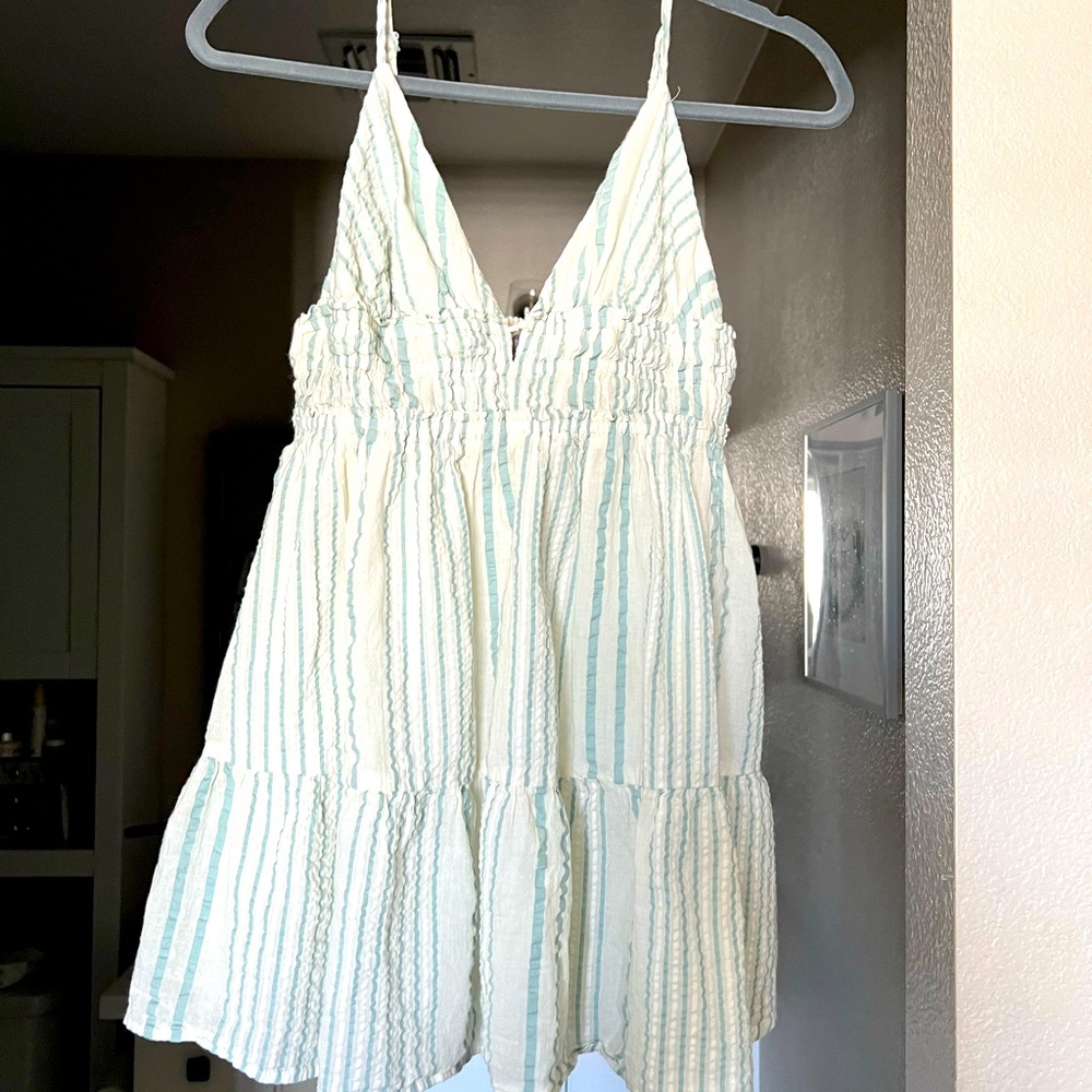 Urban Outfitters Blue and White Stripped Mini Dress